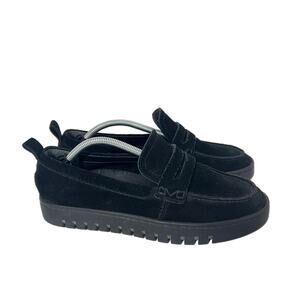 Vionic Uptown Penny Loafer Black Suede US 7.5 Comfort Support Classic Minimalist